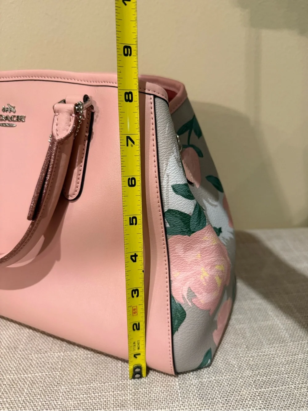 Coach F25868 Margot Caryall Pink Multi Camo Rose Floral Print Satchel Crossbody